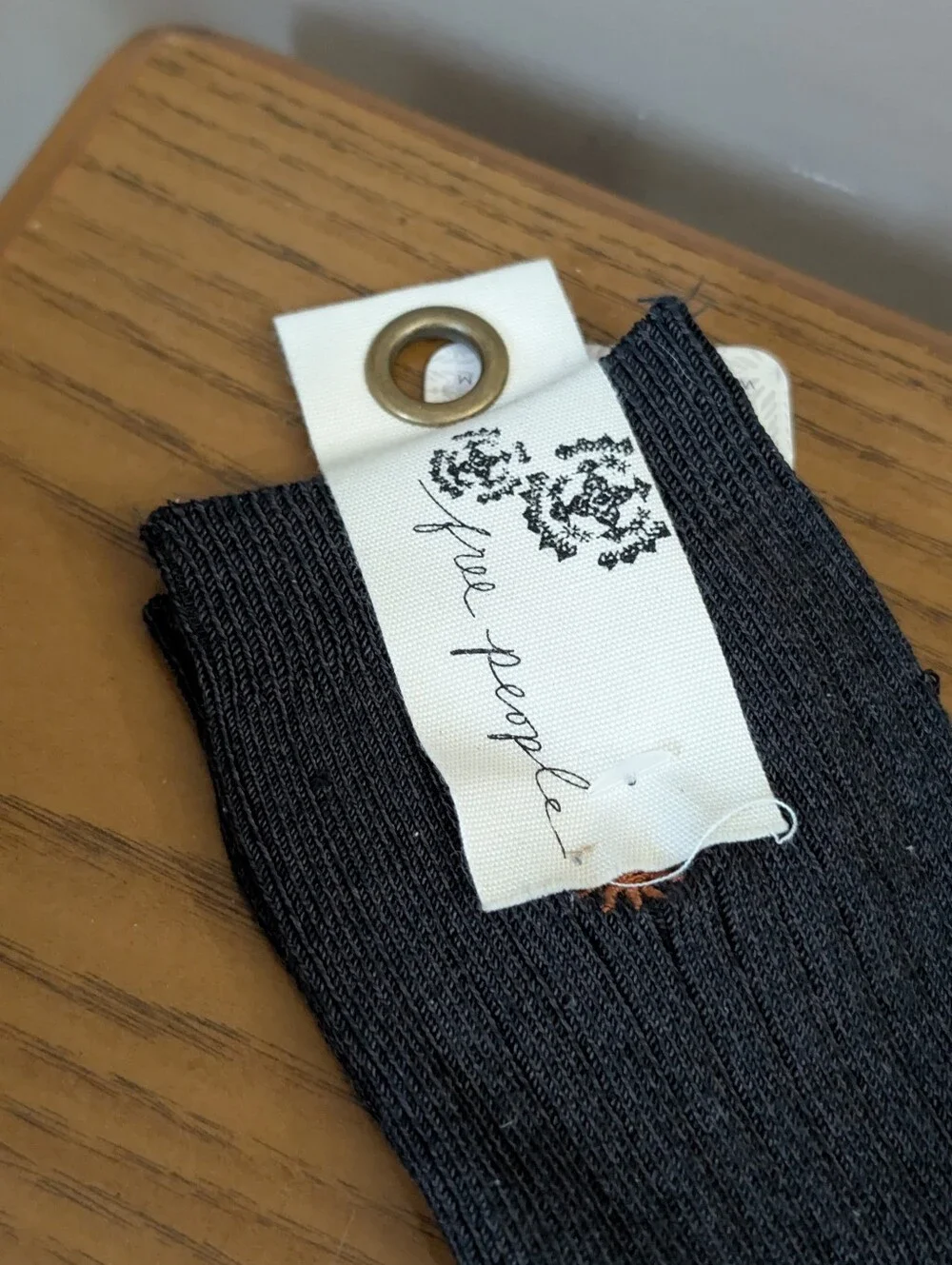 Free People Small Embroidered Sun Ribbed Socks
